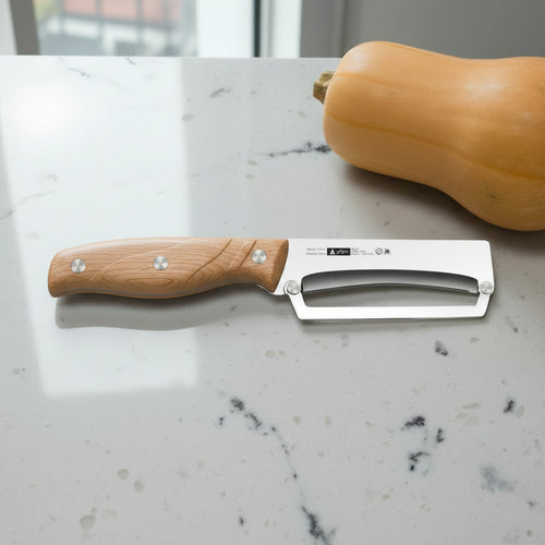 Éplucheur Fruits et Légumes en Acier Inoxydable – Manche en Bois Ergonomique, Outil de Cuisine Multifonction